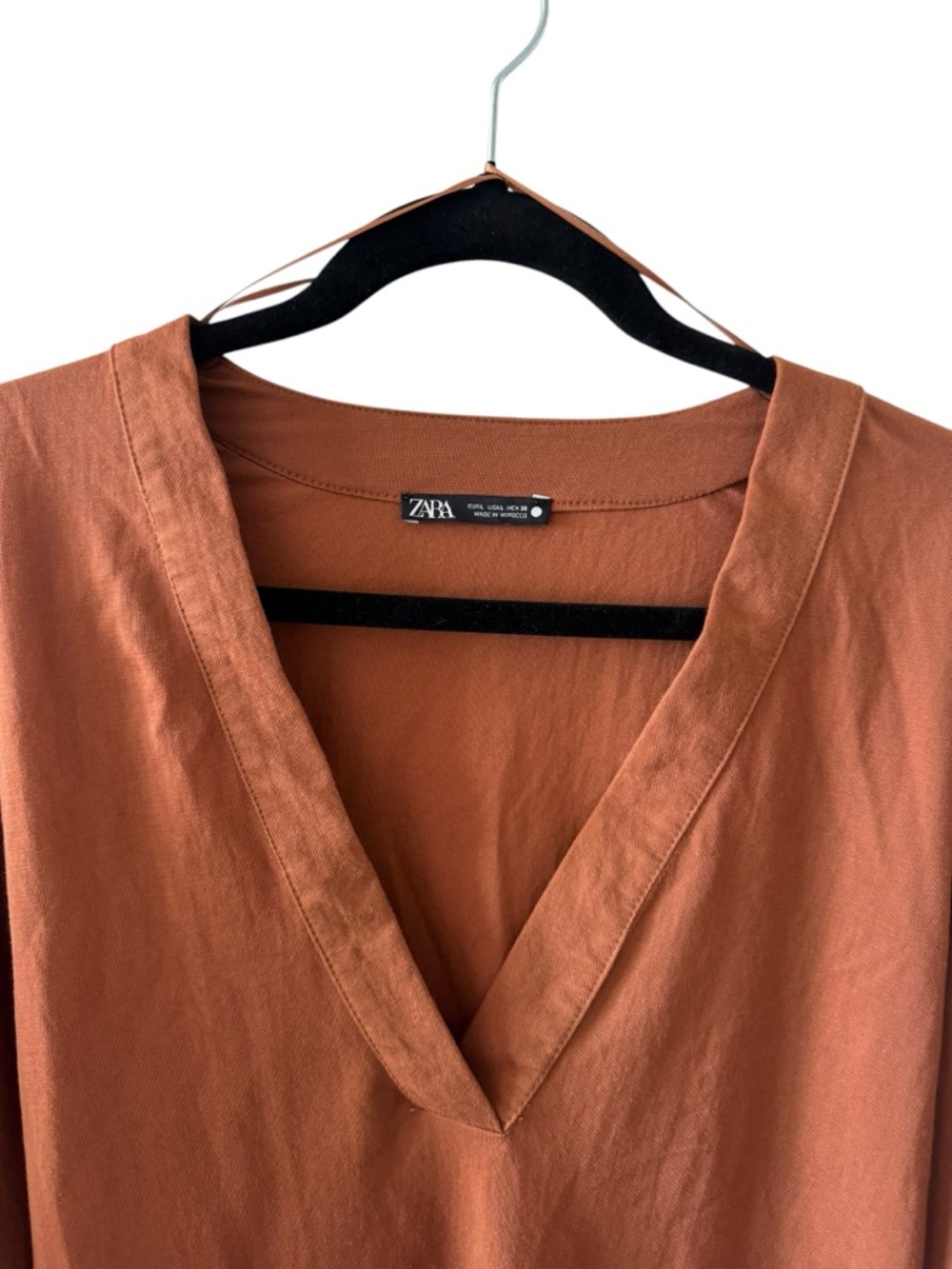 Zara Terracotta V-Neck Long Sleeve Tunic - Picture 2 of 6